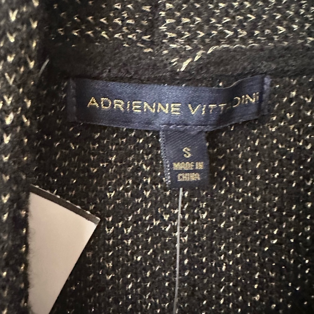 ADRIENNE VITTDINI Black & Gold Holiday Special Ocassions Open Cardigan BNWT - Picture 2 of 7
